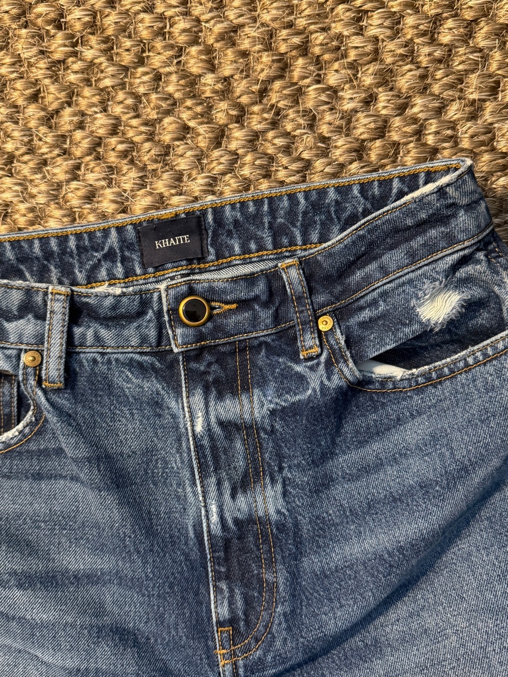 KHAITE High-Rise Medium Wash Blue Jeans - Picture 2 of 3